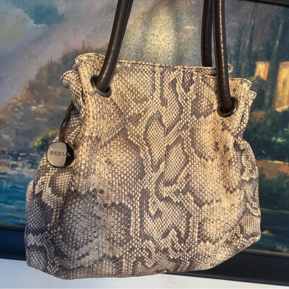 Furla Python Embossed Shoulder Bag - image 1